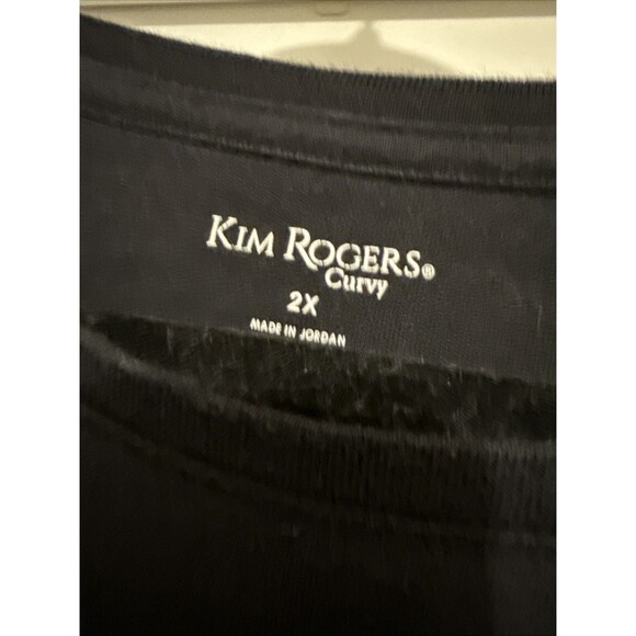 Kim rogers classic solid black knit top women plus size 2x 3/4 sleeve round neck - Picture 3 of 3
